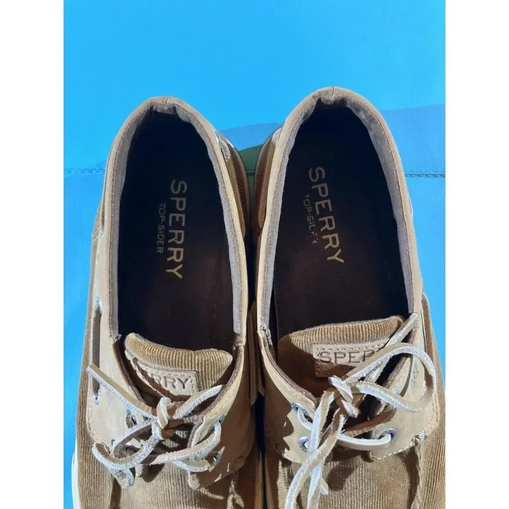 Sperry Top-Sider Men’s Brown Corduroy Boat Shoe Lace-Up US 11 Rubber Sole
